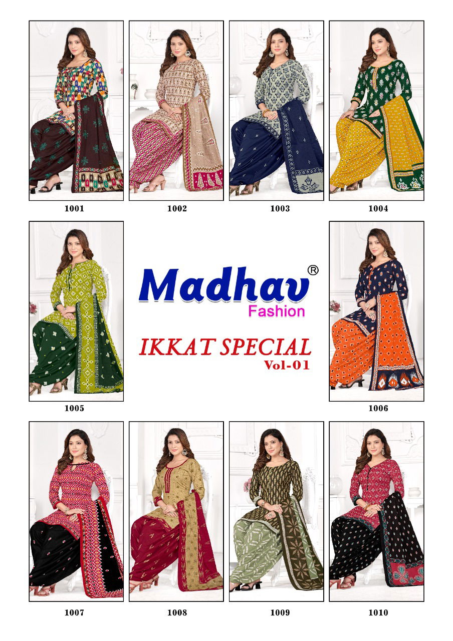 Madhav Ikkat Special Vol 1 Regular Wear Wholesale Cotton Printed Dress Material
